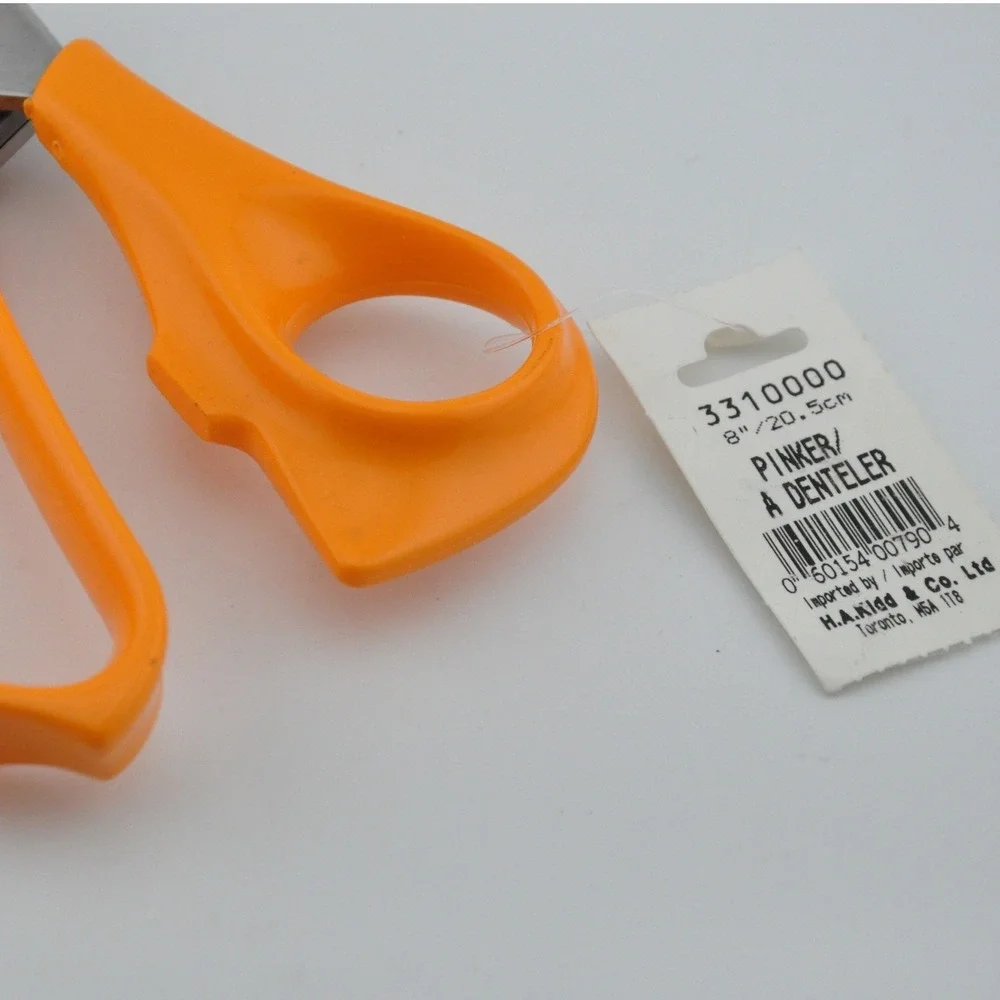 H.A. Kidd Pinking Shears 8in Orange New Stainless Steel Zig Zag Scissors 3310000